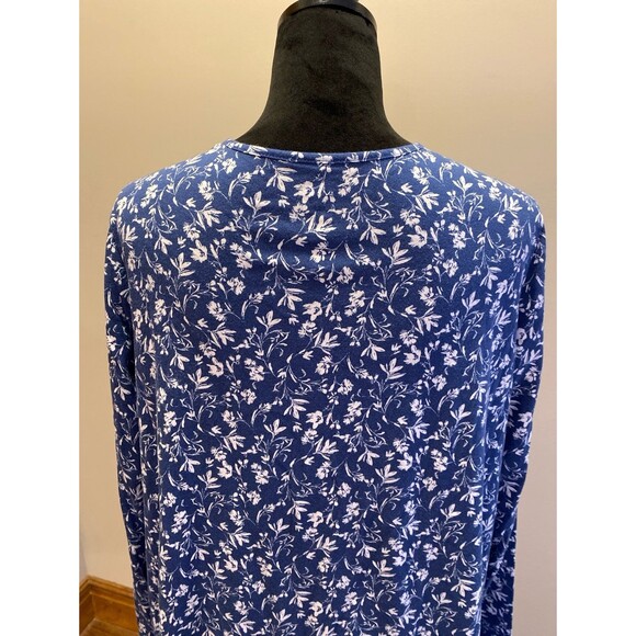 Croft & Barrow Night Gown Pajamas Sz XL Blue  Floral 60% Cotton SOFT + Stretch - Picture 7 of 11
